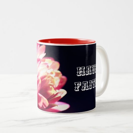 Tasse 2 Couleurs Ayez Foi Fleur Rouge Inspiration (Devant droit)
