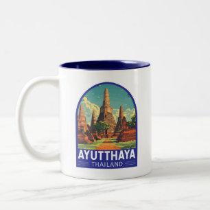 Tasse 2 Couleurs Ayutthaya Thaïlande Voyage Art Emblème