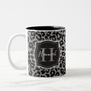 Tasse 2 Couleurs B & W Leopard Motif avec Monogramme et nom personn