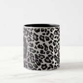 Tasse 2 Couleurs B & W Leopard Motif avec Monogramme et nom personn (Centre)