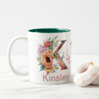 Baby Dog Nom de la photo Lettre K Floral Monogramm