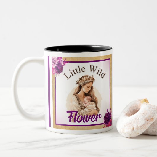 Tasse 2 Couleurs Baby shower de Boho pourpre (Avec donut)