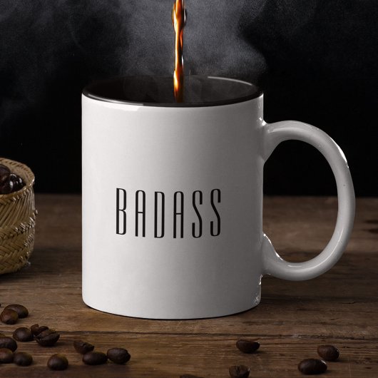 Tasse 2 Couleurs BADASS Style moderne typographie tendance Citation