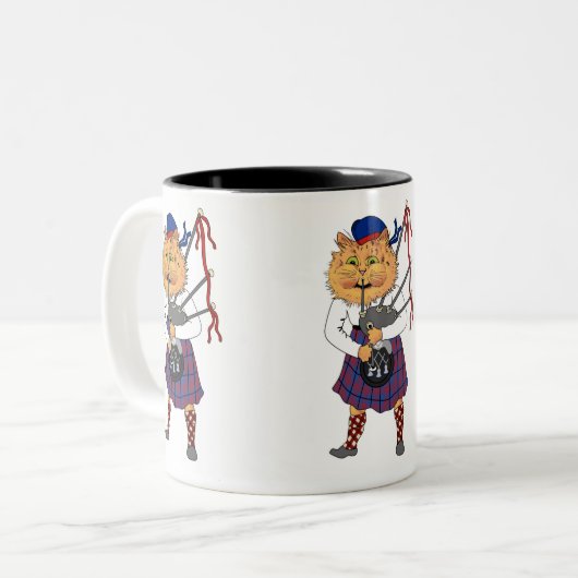 Tasse 2 Couleurs Bagpipe Jouer Chat écossais (Devant gauche)