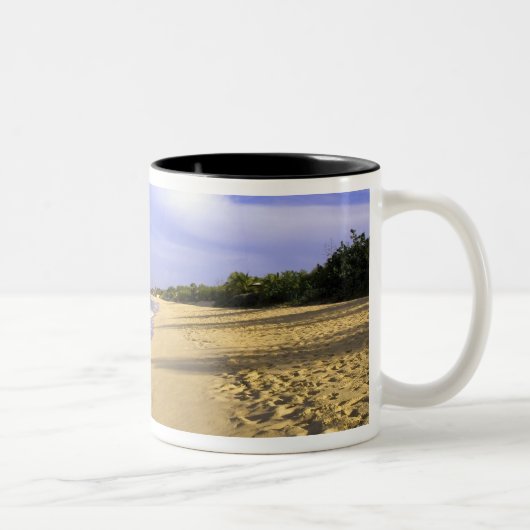 Tasse 2 Couleurs Baie Longue Long Bay Beach, St Martin, (Droit)