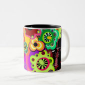 Tasse 2 Couleurs Bakélite florale abstraite (Devant droit)