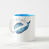 Tasse 2 Couleurs Baleine bleue d'aquarelle (Devant gauche)