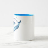 Tasse 2 Couleurs Baleine bleue d'aquarelle (Centre)