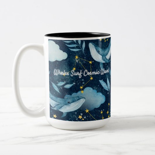 Tasse 2 Couleurs Baleines Surf Vagues cosmiques Design Constellatio (Gauche)