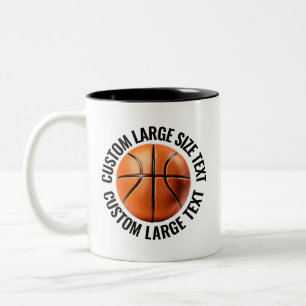 Tasse 2 Couleurs Balle de basket & Grand texte NOIR 11oz Personnali