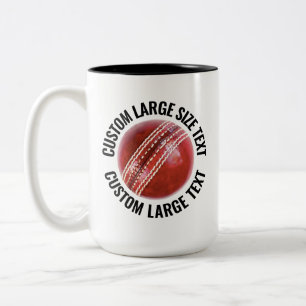 Tasse 2 Couleurs Balle de cricket & grand texte NOIR 425g Personnal