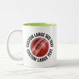 Tasse 2 Couleurs Balle de cricket & grand texte VERT CITRON 320g pe