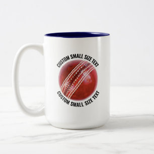 Tasse 2 Couleurs Balle de cricket & petit texte BLEU NAVY 15oz sur