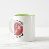 Tasse 2 Couleurs Balle de cricket & petit texte VERT CITRON 320g Pe (Devant gauche)