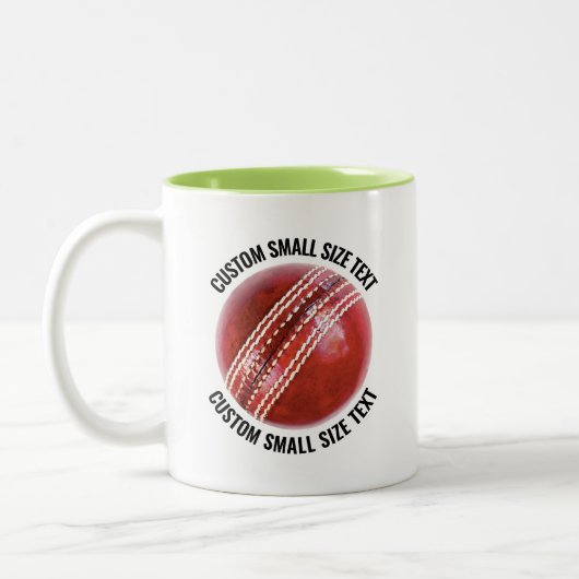 Tasse 2 Couleurs Balle de cricket & petit texte VERT CITRON 320g Pe (Gauche)