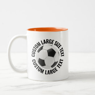 Tasse 2 Couleurs Balle de Football & Grand Texte ORANGE 11oz Person