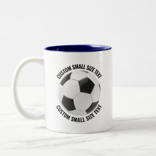 Tasse 2 Couleurs Balle de Football & Petit Texte BLEU NAVY 11oz Per