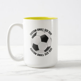 Tasse 2 Couleurs Balle de Football & Petit Texte JAUNE 425g Personn