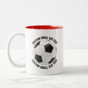 Tasse 2 Couleurs Balle de Football & Petit Texte ROUGE 11oz Personn