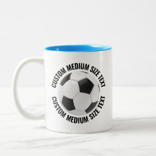 Tasse 2 Couleurs Balle de Football & Texte Moyen BLEU CLAIR 325g Pe