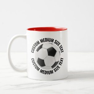 Tasse 2 Couleurs Balle de Football & Texte Moyen ROUGE 11oz Personn
