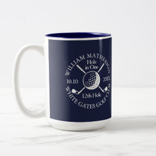 Tasse 2 Couleurs Balle de golf et clubs bleu marine personnalisés p