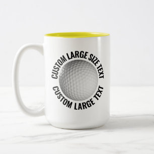 Tasse 2 Couleurs Balle de Golf & Grand Texte JAUNE 425g Personnalis