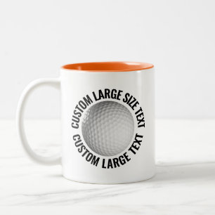 Tasse 2 Couleurs Balle de Golf & Grand Texte ORANGE 325ml Personnal