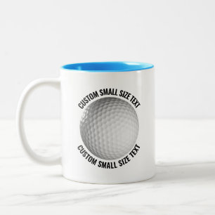 Tasse 2 Couleurs Balle de Golf & Petit Texte BLEU CLAIR 325ml Perso