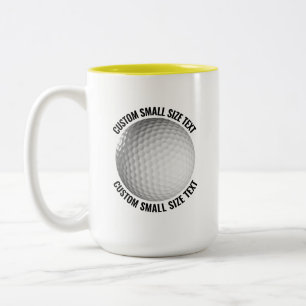 Tasse 2 Couleurs Balle de Golf & Petit Texte JAUNE 425g Personnalis