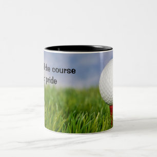 Tasse 2 Couleurs Balle de golf sur un tee rouge avec citation
