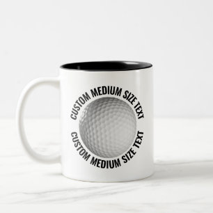 Tasse 2 Couleurs Balle de Golf & Texte Moyen NOIR 325ml Personnalis