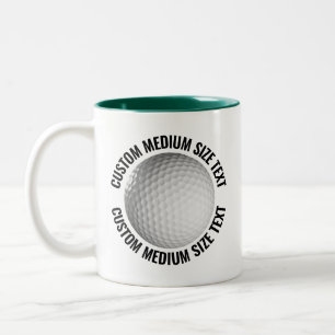 Tasse 2 Couleurs Balle de Golf & Texte Moyen VERT CHASSEUR 325ml Pe