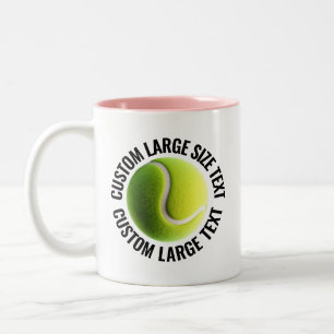Tasse 2 Couleurs Balle de Tennis & Grand Texte ROSE 325ml Personnal