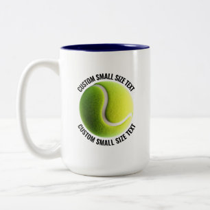 Tasse 2 Couleurs Balle de Tennis & Petit Texte BLEU NAVY 15oz Sur m