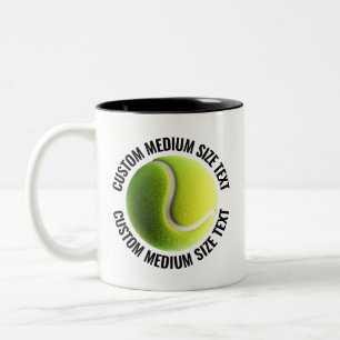 Tasse 2 Couleurs Balle de Tennis & Texte Moyen NOIR 325ml Personnal