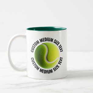 Tasse 2 Couleurs Balle de Tennis & Texte Moyen VERT CHASSEUR 325ml