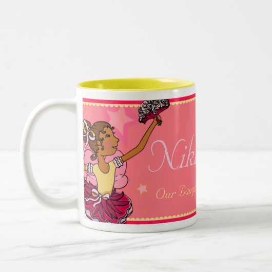 Tasse 2 Couleurs Ballerina fille étoile rose & foncé fille muqueuse (Gauche)
