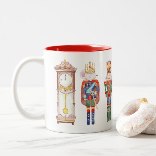 Tasse 2 Couleurs Ballet de craquelette d'aquarelle (Avec donut)