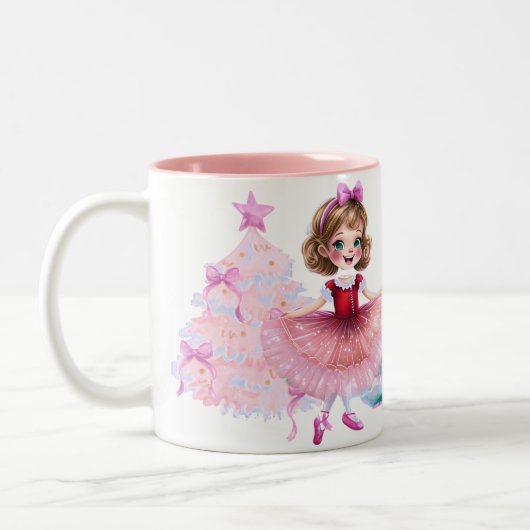 Tasse 2 Couleurs Ballet de Noël Whimsical avec chiot Cheer (Gauche)