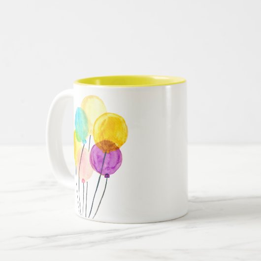 Tasse 2 Couleurs Ballons d'aquarelle pastel mignons (Devant gauche)