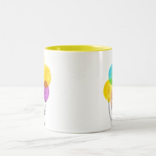 Tasse 2 Couleurs Ballons d'aquarelle pastel mignons (Centre)