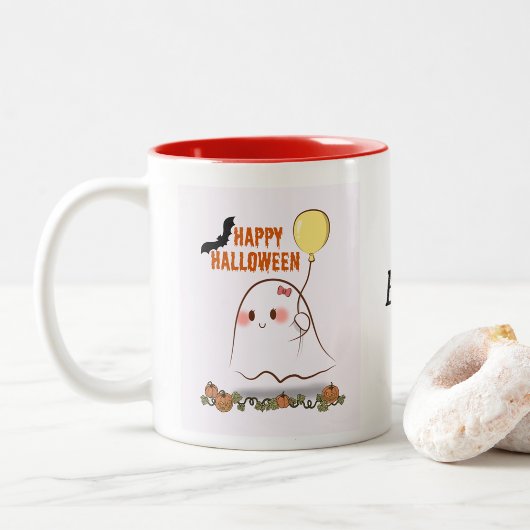 Tasse 2 Couleurs Ballons d'Halloween mignonne tenant le fantôme