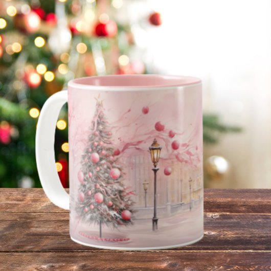 Tasse 2 Couleurs Balloons Whimsical Pink Christmas Tree
