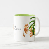 Tasse 2 Couleurs Bananes de singe vert (Devant droit)