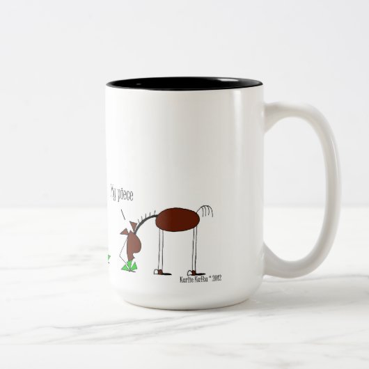 Tasse 2 Couleurs Bande dessinée drôle de cheval (Droit)