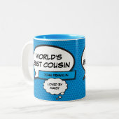 Tasse 2 Couleurs Bande-dessinée préférée Cousin Fun Book Blue (Devant gauche)