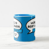 Tasse 2 Couleurs Bande-dessinée préférée Cousin Fun Book Blue (Centre)