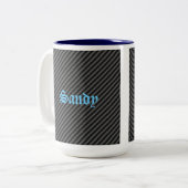 Tasse 2 Couleurs Bandes diagonales minces en noir et gris (Devant gauche)