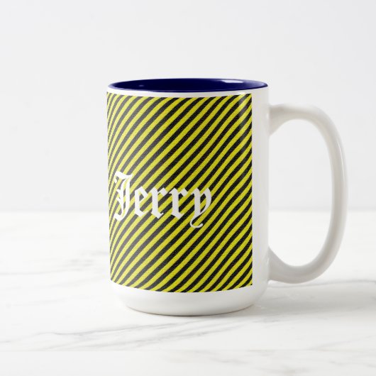 Tasse 2 Couleurs Bandes diagonales minces en noir et jaune (Droit)